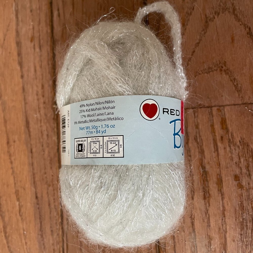 1 Skein Red Heart Bijou Mohair Wool Blend Yarn - Color Diamond - 84 yds.